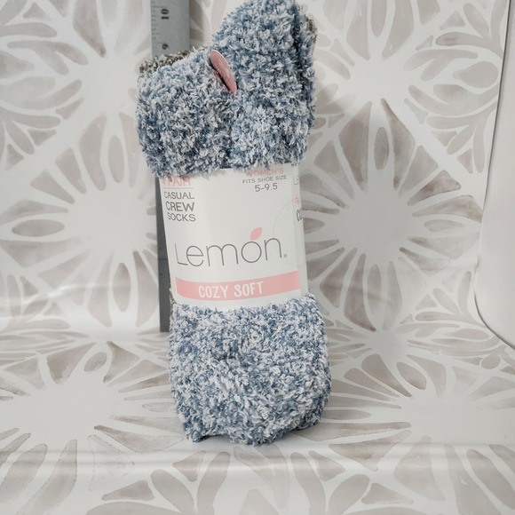 Grays Accessories - Lemon Cozy Soft Crew Socks Women's 4 Pair Blue Gray Plush Fuzzy Size 5-9.5